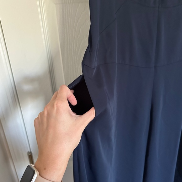 Vince Camuto | Crepe Culotte Jumpsuit in Navy - Picture 5 of 6